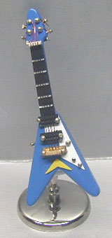 Dollhouse Miniature Electric Guitar/Blue/ with Case and Stand
